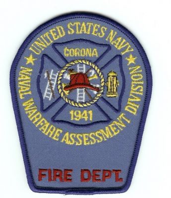 Corona Naval Warfare Assessment Division Fire Dept
Thanks to PaulsFirePatches.com for this scan.
Keywords: california department