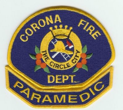 Corona Fire Dept Paramedic
Thanks to PaulsFirePatches.com for this scan.
Keywords: california department