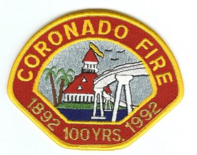 Coronado Fire 100 Years
Thanks to PaulsFirePatches.com for this scan.
Keywords: california