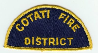 Cotati Fire District
Thanks to PaulsFirePatches.com for this scan.
Keywords: california