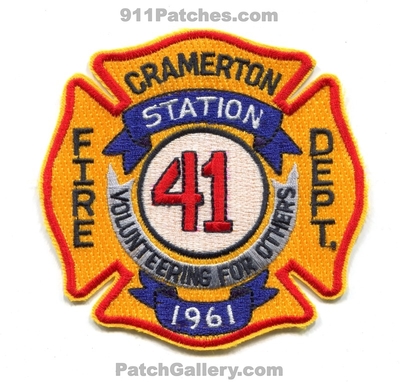 Cramerton Fire Department Station 41 Patch (North Carolina)
Scan By: PatchGallery.com
Keywords: dept. volunteering for others 1961