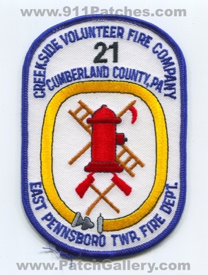 Creekside Volunteer Fire Company 21 East Pennsboro Township Fire Department Cumberland County Patch (Pennsylvania)
Scan By: PatchGallery.com
Keywords: vol. co. twp. dept. pa