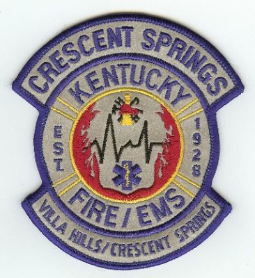 Crescent Springs Fire EMS
Thanks to PaulsFirePatches.com for this scan.
Keywords: kentucky villa hills