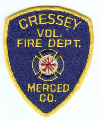 Cressey Vol Fire Dept
Thanks to PaulsFirePatches.com for this scan.
Keywords: california volunteer department merced co county