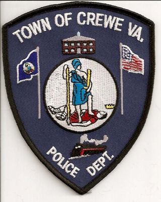 Crewe Police Dept
Thanks to EmblemAndPatchSales.com for this scan.
Keywords: virginia department town of