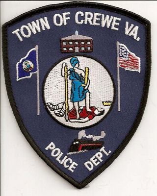 Crewe Police Dept
Thanks to EmblemAndPatchSales.com for this scan.
Keywords: virginia department town of