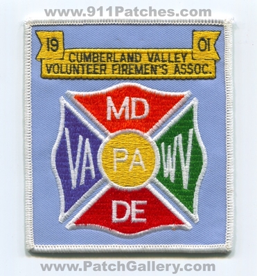 Cumberland Valley Volunteer Firemens Association Patch (Pennsylvania)
Scan By: PatchGallery.com
Keywords: vol. assoc. fire department dept. 1901 pa maryland md virginia va west virginia wv delaware de