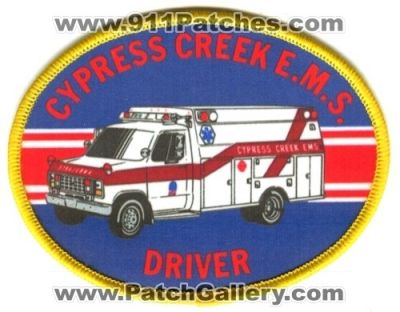 Cypress Creek Emergency Medical Services EMS Driver Patch (Texas)
Scan By: PatchGallery.com
Keywords: e.m.s. ambulance