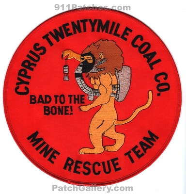Cyprus Twentymile Coal Company Mine Rescue Team Patch (Colorado) (Jacket Back Size)
[b]Scan From: Our Collection[/b]
Keywords: co. bad to the bone!