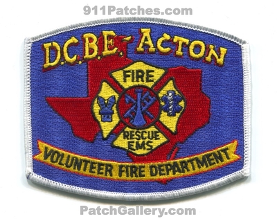 DeCordova Bend Estates Acton Volunteer Fire Department Patch (Texas)
Scan By: PatchGallery.com
Keywords: d.c.b.e. dcbe vol. dept. rescue ems