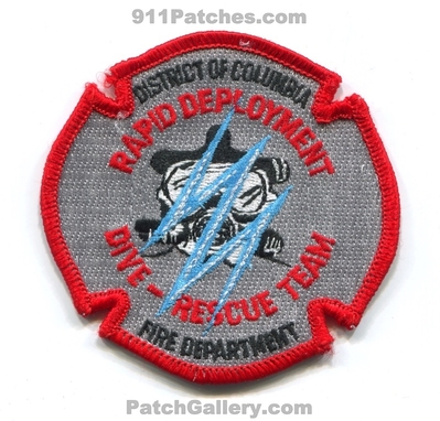 District of Columbia Fire Department DCFD Dive Rescue Team Patch (Washington DC)
Scan By: PatchGallery.com
Keywords: dist. dept. d.c.f.d. company co. station rapid deployment scuba diver