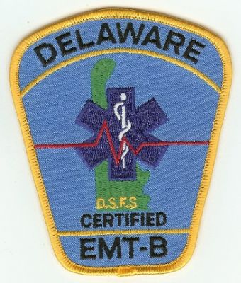 Delaware State Fire School EMT-B
Thanks to PaulsFirePatches.com for this scan.
