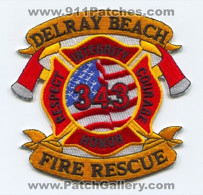 Delray Beach Fire Rescue Department Patch (Florida)
Scan By: PatchGallery.com
Keywords: Dept. Respect Integrity Courage Honor - 343