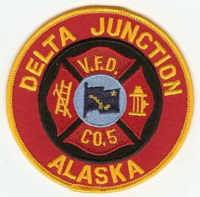 Delta Junction VFD Co 5
Thanks to PaulsFirePatches.com for this scan.
Keywords: alaska fire volunteer department company
