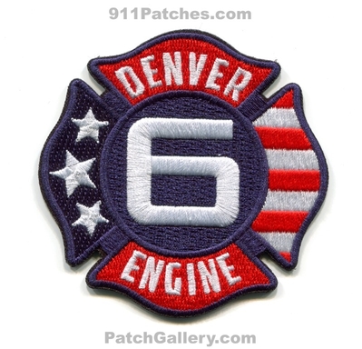 Denver Fire Department Engine 6 Patch (Colorado)
[b]Scan From: Our Collection[/b]
Keywords: dept. dfd d.f.d. company co. station