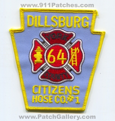 Dillsburg Fire Department Citizens Hose Company Number 1 York County 64 Patch (Pennsylvania)
Scan By: PatchGallery.com
Keywords: dept. co. no. #1