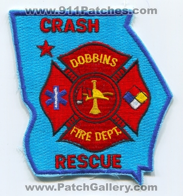 Dobbins Air Force Base AFB Fire Department Crash Rescue CFR Patch (Georgia)
Scan By: PatchGallery.com
Keywords: a.f.b. dept. c.f.r. arff a.r.f.f. aircraft airport rescue firefighter firefighting state shape