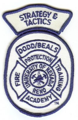 Dodd Beals University of Reno Fire Academy
Thanks to PaulsFirePatches.com for this scan.
Keywords: nevada protection training strategy & tactics