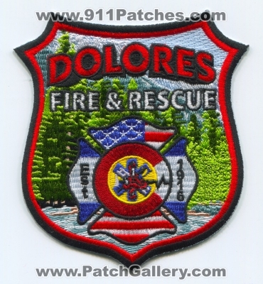 Dolores Fire and Rescue Department Patch (Colorado)
[b]Scan From: Our Collection[/b]
Keywords: & dept.