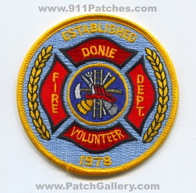 Donie Volunteer Fire Department Patch (Texas)
Scan By: PatchGallery.com
Keywords: vol. dept. established 1979