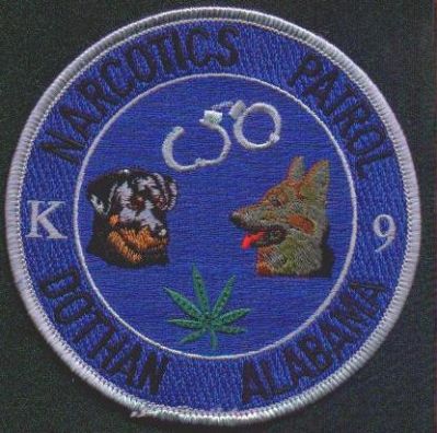 Dothan Police K-9 Narcotics Patrol
Thanks to EmblemAndPatchSales.com for this scan.
Keywords: alabama k9