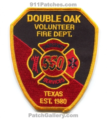 Double Oak Volunteer Fire Department Emergency Services 550 Patch (Texas)
Scan By: PatchGallery.com
Keywords: vol. dept. es est. 1980