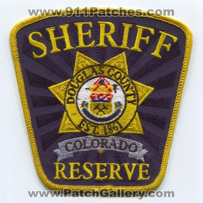 Douglas County Sheriffs Office Reserve Patch (Colorado)
Scan By: PatchGallery.com
Keywords: co. department dept. est. 1861