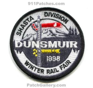 Dunsmuir Railroad Days Shasta Division Winter Rail Fair 1998 Patch (California)
Scan By: PatchGallery.com
Keywords: rr train