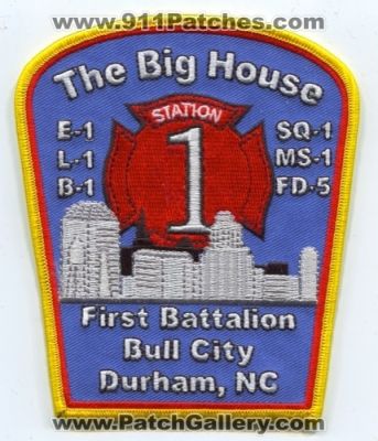Durham Fire Department Station 1 (North Carolina)
Scan By: PatchGallery.com
Keywords: dept. company first battalion bull city the big house nc engine e-1 ladder l-1 b-1 squad sq-1 ms-1 fd-5