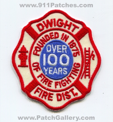 Dwight Fire District 100 Years Patch (Illinois)
Scan By: PatchGallery.com
Keywords: dist. department dept. founded in 1875 over of firefighting