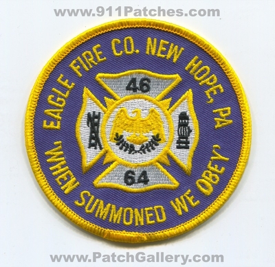 Eagle Fire Company 46 64 New Hope Patch (Pennsylvania)
Scan By: PatchGallery.com
Keywords: co. number no. #45 #64 department dept. when summoned we obey