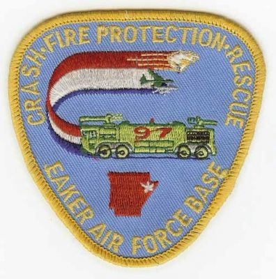 Eaker AFB Crash Fire Protection Rescue
Thanks to PaulsFirePatches.com for this scan.
Keywords: arkansas air force base cfr arff aircraft