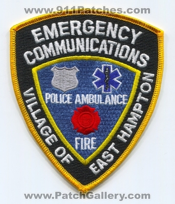 East Hampton Emergency Communications Fire Ambulance Police Patch (New York)
Scan By: PatchGallery.com
Keywords: Village of Comm. 911 Dispatcher Department Dept. EMS