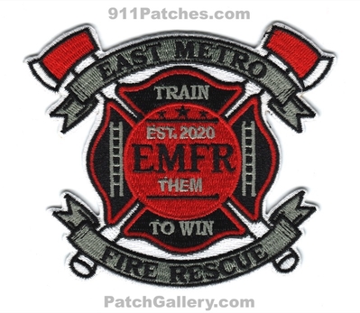 East Metro Fire Rescue Department Train Them to Win Patch (Colorado)
[b]Scan From: Our Collection[/b]
Keywords: dept. est. 2020