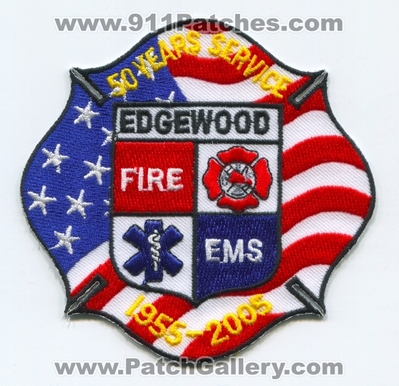 Edgewood Fire EMS Department 50 Years Patch (Kentucky)
Scan By: PatchGallery.com
Keywords: dept. service 1955-2005