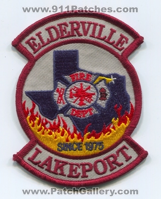 Elderville Lakeport Fire Department Patch (Texas)
Scan By: PatchGallery.com
Keywords: dept. since 1975