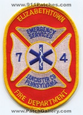 Elizabethtown Fire Department Emergency Services 74 (Pennsylvania)
Scan By: PatchGallery.com
Keywords: dept. lancaster co. county