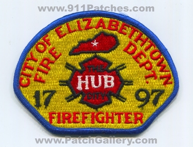 Elizabethtown Fire Department Firefighter Patch (Kentucky)
Scan By: PatchGallery.com
Keywords: city of dept. ff the hub city 1797