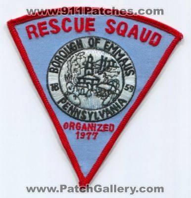 Emmaus Rescue Squad Patch (Pennsylvania)
Scan By: PatchGallery.com
Keywords: borough of