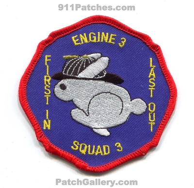Fire Department Engine 3 Squad 3 Patch (Unknown State)
Scan By: PatchGallery.com
Keywords: dept. company co. station first in last out rabbit