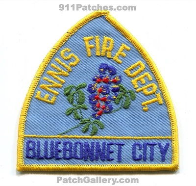 Ennis Fire Department Patch (Texas)
Scan By: PatchGallery.com
Keywords: dept. bluebonnet city