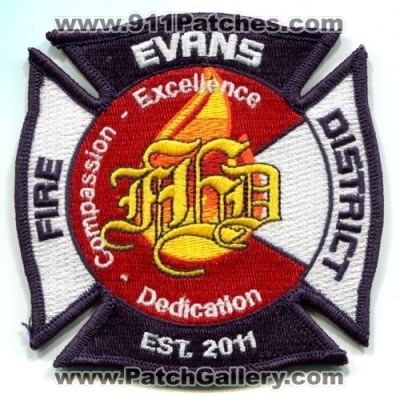 Evans Fire Protection District Patch (Colorado)
[b]Scan From: Our Collection[/b]
