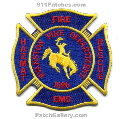 Evanston Fire Department Patch (Wyoming)
Scan By: PatchGallery.com
Keywords: dept. rescue ems hazmat haz-mat 1886