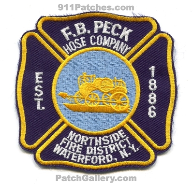 FB Peck Hose Company Northside Fire District Waterford Patch (New York)
Scan By: PatchGallery.com
Keywords: f.b. co. dist. department dept. est. 1886