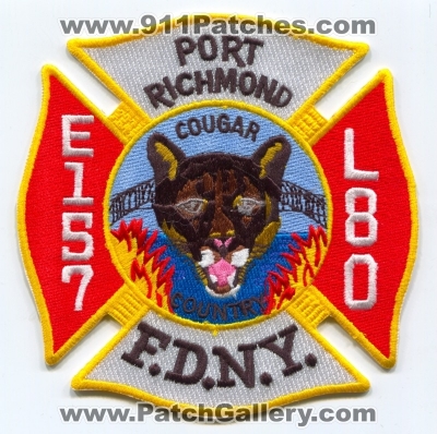 New York City Fire Department FDNY Engine 157 Ladder 80 Patch (New York)
Scan By: PatchGallery.com
Keywords: of dept. f.d.n.y. company co. station e157 l80 port richmond cougar country