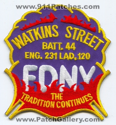 New York City Fire Department FDNY Engine 231 Ladder 120 Battalion 44 Patch (New York)
Scan By: PatchGallery.com
Keywords: of dept. f.d.n.y. company co. station watkins street st. the tradition continues batt. eng. lad.