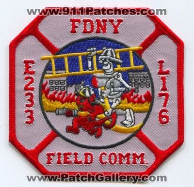 New York City Fire Department FDNY Engine 233 Ladder 176 Field Comm Patch (New York)
Scan By: PatchGallery.com
Keywords: of dept. f.d.n.y. company co. station e233 l176 comm. communications