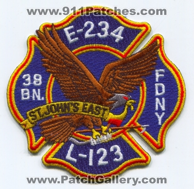 New York City Fire Department FDNY Engine 234 Ladder 123 Battalion 38 Patch (New York)
Scan By: PatchGallery.com
Keywords: of dept. f.d.n.y. company co. station e-234 l-123 bn. st. saint johns east