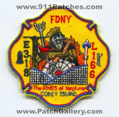 New York City Fire Department FDNY Engine 318 Ladder 166 Patch (New York)
Scan By: PatchGallery.com
Keywords: of dept. f.d.n.y. company co. station e318 l166 the kings of neptune coney island