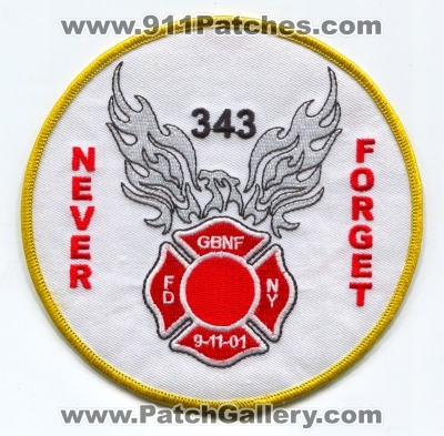 New York City Fire Department FDNY 343 Never Forget Patch (New York)
Scan By: PatchGallery.com
Keywords: of dept. f.d.n.y. company co. station gbnf gone but never forgotten 09-11-01 09-11-2001 september 11th wtc